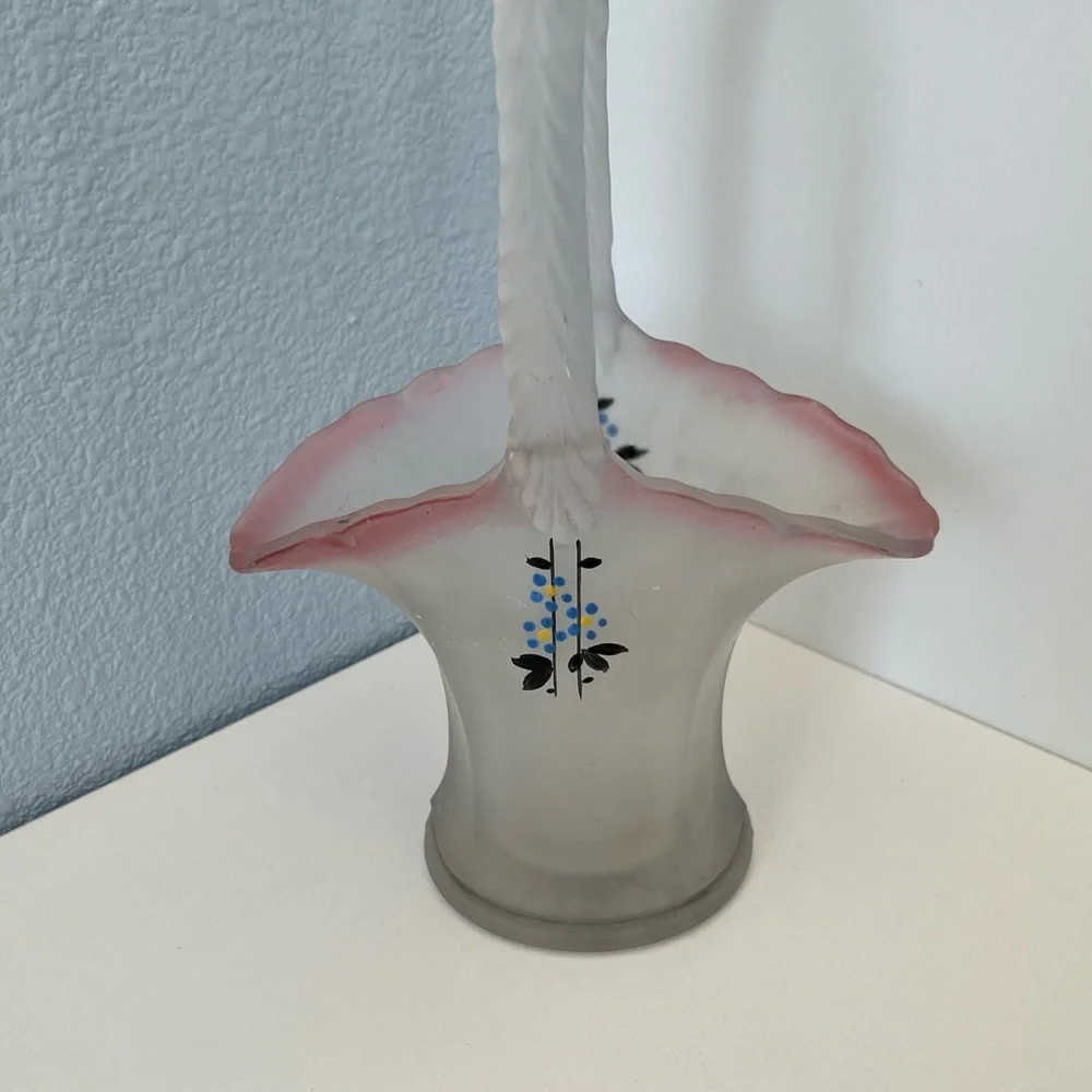 Vintage Westmoreland Frosted Pink and Gray Vase - Picture 1 of 7